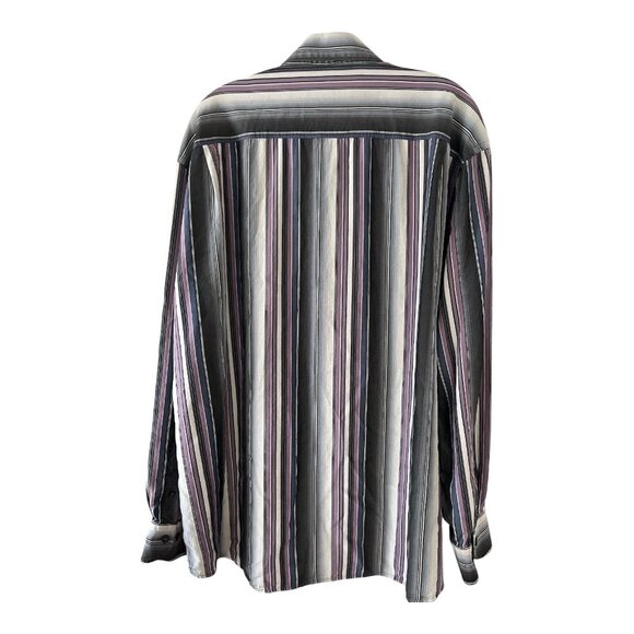 Vtg Tommy Bahama Men’s XXL Striped Shirt – Silk Blend Button Down, Gray Purple B - Picture 5 of 6
